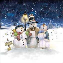 Servetel decor 33*33cm - singing snowmen