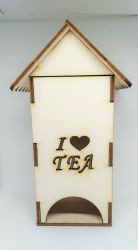 Cutie / casuta pliculete ceai din placaj lemn