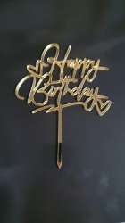 Topper auriu oglinda - Happy birthday