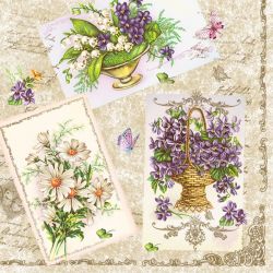 Servetel decor 33*33cm - Violets from the postcards