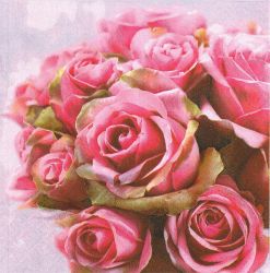 Servetel decorativ 33*33cm - pink roses