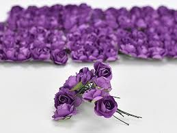 Set de 12 trandafiri din hartie - violet de 2cm