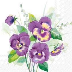 Servetel decor 33*33cm - Pansies bouquet purple
