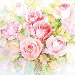 Servetel decor 33*33cm - Watercoloour roses