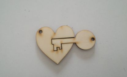 Set inima cu cheie din placaj lemn de 8*5cm