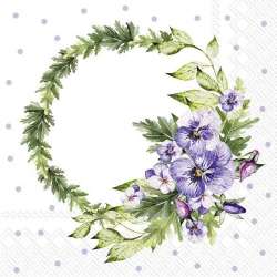 Servetel decor 33*33cm - pansy wreath lilac