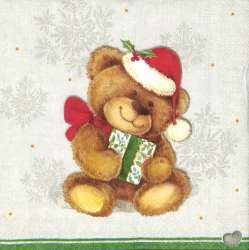 Servetel decor 25*25cm - christmas teddy