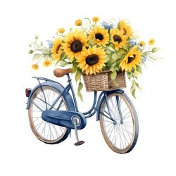 Servetel decor 33*33cm - Ride with sunflowers