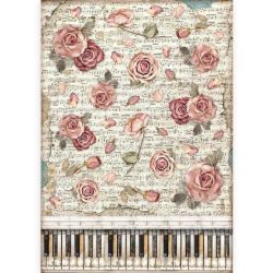 Hartie de orez A3 - Passion roses and piano