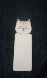 Semn de carte din placaj lemn de 15*5cm - pisica