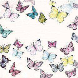 Servetel decor 25*25cm -  Butterfly white