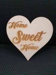 Inima din placaj lemn - Home Sweet Home 13cm
