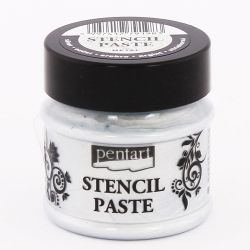 Stencil paste 50ml - Pasta 3D metalizat sablon - silver / argint